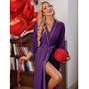 Ekouaer Robes for Women Long Knit Bathrobe Soft 3/4 Sleeves Kimono Robe(Deep Purple)