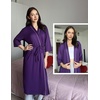 Ekouaer Robes for Women Long Knit Bathrobe Soft 3/4 Sleeves Kimono Robe(Deep Purple)