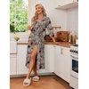 Ekouaer Robes for Women Long Knit Bathrobe Soft 3/4 Sleeves Kimono Robe(Leopard Print)