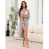 Ekouaer Robes for Women Long Knit Bathrobe Soft 3/4 Sleeves Kimono Robe(Light Gray)