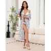 Ekouaer Robes for Women Long Knit Bathrobe Soft 3/4 Sleeves Kimono Robe(Light Gray Star)