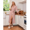Ekouaer Robes for Women Long Knit Bathrobe Soft 3/4 Sleeves Kimono Robe(Misty Rose)