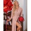 Ekouaer Robes for Women Long Knit Bathrobe Soft 3/4 Sleeves Kimono Robe(Misty Rose)