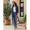 Ekouaer Robes for Women Long Knit Bathrobe Soft 3/4 Sleeves Kimono Robe(Navy Blue Floral)