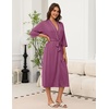 Ekouaer Robes for Women Long Knit Bathrobe Soft 3/4 Sleeves Kimono Robe(Purple Red)