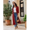 Ekouaer Robes for Women Long Knit Bathrobe Soft 3/4 Sleeves Kimono Robe(Wine Red)