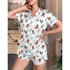 Ekouaer Silk Satin Pajama Set for Women Funny Graphic Sleepwear S-5XL(Christmas White Print)
