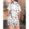 Ekouaer Silk Satin Pajama Set for Women Funny Graphic Sleepwear S-5XL(Christmas White Print)
