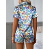 Ekouaer Silk Satin Pajama Set for Women Funny Graphic Sleepwear S-5XL(Colorful Botanical Print)