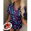 Ekouaer Silk Satin Pajama Set for Women Funny Graphic Sleepwear S-5XL(Colorful Dinosaur Prints)