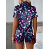 Ekouaer Silk Satin Pajama Set for Women Funny Graphic Sleepwear S-5XL(Colorful Dinosaur Prints)