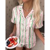 Ekouaer Silk Satin Pajama Set for Women Funny Graphic Sleepwear S-5XL(Colorful Striped Stars)