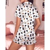 Ekouaer Silk Satin Pajama Set for Women Funny Graphic Sleepwear S-5XL(Halloween Black Cat)