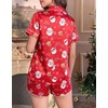 Ekouaer Silk Satin Pajama Set for Women Funny Graphic Sleepwear S-5XL(Red Christmas Santa)