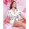 Ekouaer Silk Satin Pajama Set for Women Funny Graphic Sleepwear S-5XL(Ribbon Blue Martini)