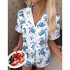 Ekouaer Silk Satin Pajama Set for Women Funny Graphic Sleepwear S-5XL(Sea Turtle and Shell)
