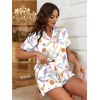 Ekouaer Silk Satin Pajama Set for Women Funny Graphic Sleepwear S-5XL(White Bow Softball)