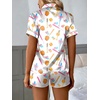Ekouaer Silk Satin Pajama Set for Women Funny Graphic Sleepwear S-5XL(White Bow Softball)