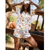 Ekouaer Silk Satin Pajama Set for Women Funny Graphic Sleepwear S-5XL(White Bow Softball)