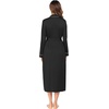 Ekouaer Women Kimono Robes Full Length Knit Bathrobe Lightweight Soft Sleepwear V-neck Casual Ladies Loungewear(Black)
