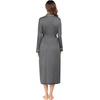 Ekouaer Women Kimono Robes Full Length Knit Bathrobe Lightweight Soft Sleepwear V-neck Casual Ladies Loungewear(Grey)