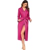 Ekouaer Women Kimono Robes Full Length Knit Bathrobe Lightweight Soft Sleepwear V-neck Casual Ladies Loungewear(Pink)