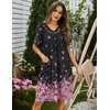 Ekouaer Womens House Dress Floral Print Nightgown with Pockets Mumu Dress(Black Sakura)