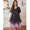 Ekouaer Womens House Dress Floral Print Nightgown with Pockets Mumu Dress(Black Sakura)