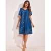 Ekouaer Womens House Dress Floral Print Nightgown with Pockets Mumu Dress(Blue Boho Flower)