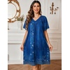 Ekouaer Womens House Dress Floral Print Nightgown with Pockets Mumu Dress(Blue Boho Flower)