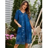 Ekouaer Womens House Dress Floral Print Nightgown with Pockets Mumu Dress(Blue Boho Flower)