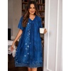 Ekouaer Womens House Dress Floral Print Nightgown with Pockets Mumu Dress(Blue Boho Flower)