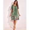 Ekouaer Womens House Dress Floral Print Nightgown with Pockets Mumu Dress(Green Boho Flower)