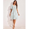 Ekouaer Womens House Dress Floral Print Nightgown with Pockets Mumu Dress(Light Green Daisies)
