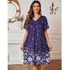 Ekouaer Womens House Dress Floral Print Nightgown with Pockets Mumu Dress(Purple Butterfly Flower)