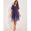 Ekouaer Womens House Dress Floral Print Nightgown with Pockets Mumu Dress(Purple Butterfly Flower)