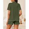 Ekouaer Womens Pajama Sets Button Up Pjs Shorts Set Soft Sleepwear S-XXL(Army Green)