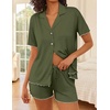 Ekouaer Womens Pajama Sets Button Up Pjs Shorts Set Soft Sleepwear S-XXL(Army Green)