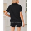 Ekouaer Womens Pajama Sets Button Up Pjs Shorts Set Soft Sleepwear S-XXL(Black)