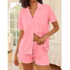 Ekouaer Womens Pajama Sets Button Up Pjs Shorts Set Soft Sleepwear S-XXL(Coral Pink)