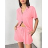Ekouaer Womens Pajama Sets Button Up Pjs Shorts Set Soft Sleepwear S-XXL(Coral Pink)