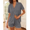 Ekouaer Womens Pajama Sets Button Up Pjs Shorts Set Soft Sleepwear S-XXL(Dark Grey)