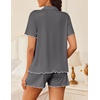 Ekouaer Womens Pajama Sets Button Up Pjs Shorts Set Soft Sleepwear S-XXL(Dark Grey)