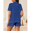 Ekouaer Womens Pajama Sets Button Up Pjs Shorts Set Soft Sleepwear S-XXL(Deep Blue)