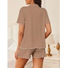 Ekouaer Womens Pajama Sets Button Up Pjs Shorts Set Soft Sleepwear S-XXL(Khaki)