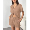 Ekouaer Womens Pajama Sets Button Up Pjs Shorts Set Soft Sleepwear S-XXL(Khaki)