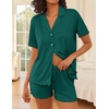 Ekouaer Womens Pajama Sets Button Up Pjs Shorts Set Soft Sleepwear S-XXL(Lake Green)