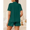 Ekouaer Womens Pajama Sets Button Up Pjs Shorts Set Soft Sleepwear S-XXL(Lake Green)
