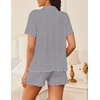 Ekouaer Womens Pajama Sets Button Up Pjs Shorts Set Soft Sleepwear S-XXL(Light Grey)