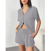 Ekouaer Womens Pajama Sets Button Up Pjs Shorts Set Soft Sleepwear S-XXL(Light Grey)